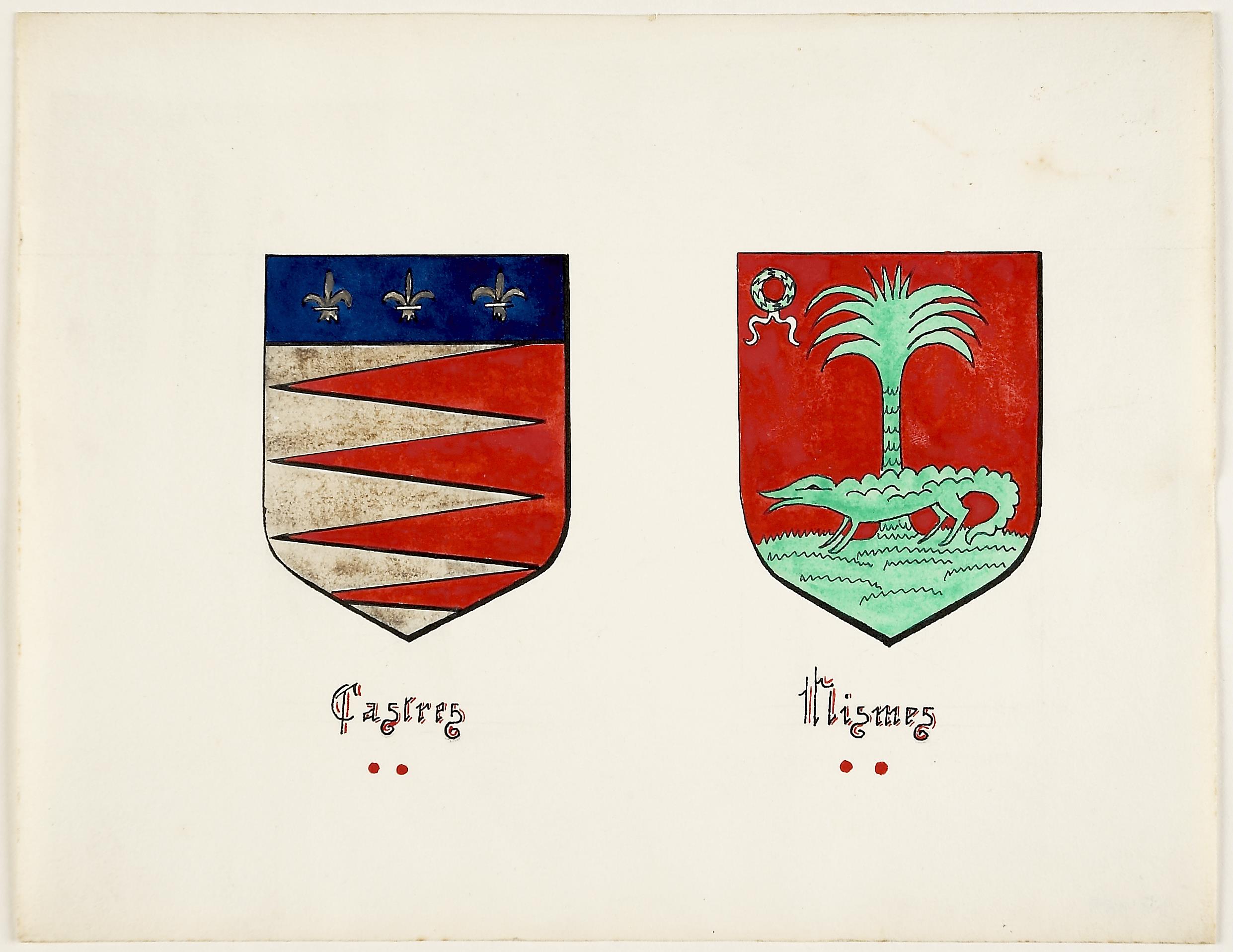 Brazões das cidades de  Castres e Nimes