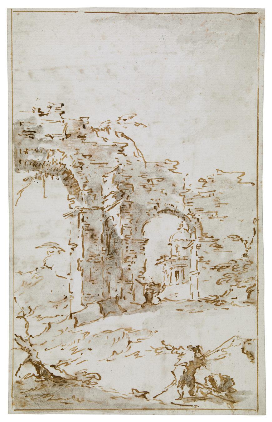Capricho com Arco Romano em Ruínas e Templo Circular