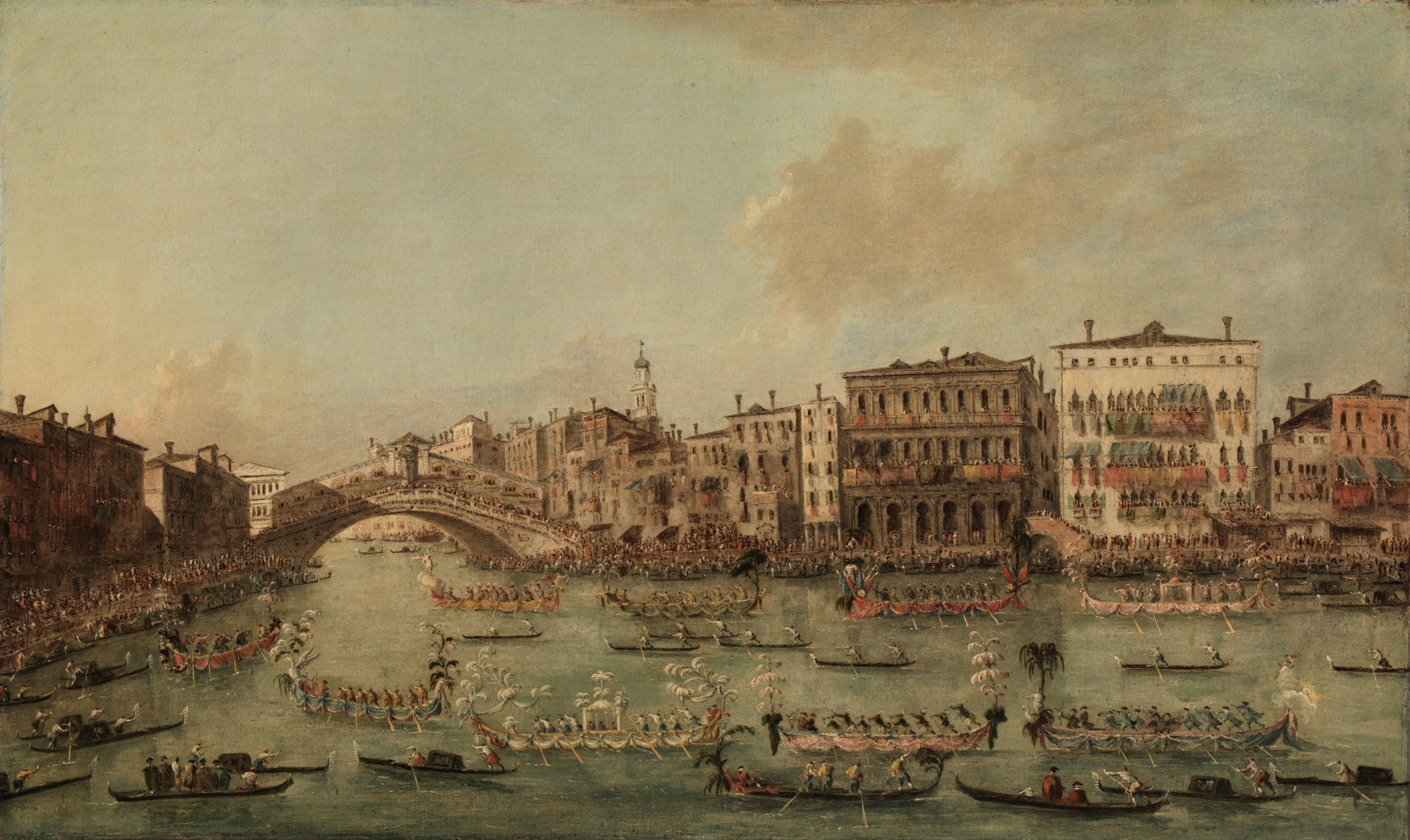 Regata no Grande Canal junto à Ponte de Rialto