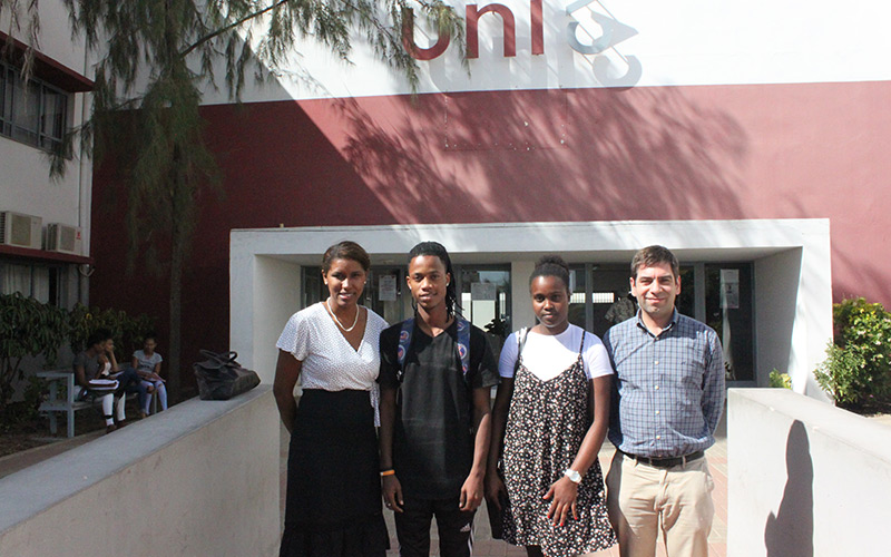 Telma Silva (Cabo Verde University Professor) Eline Pinto, Edson Moreno (Math and Engineer students ) and António Salgueiro (Coimbra University Professor)